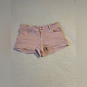 pink low rise denim shorts
